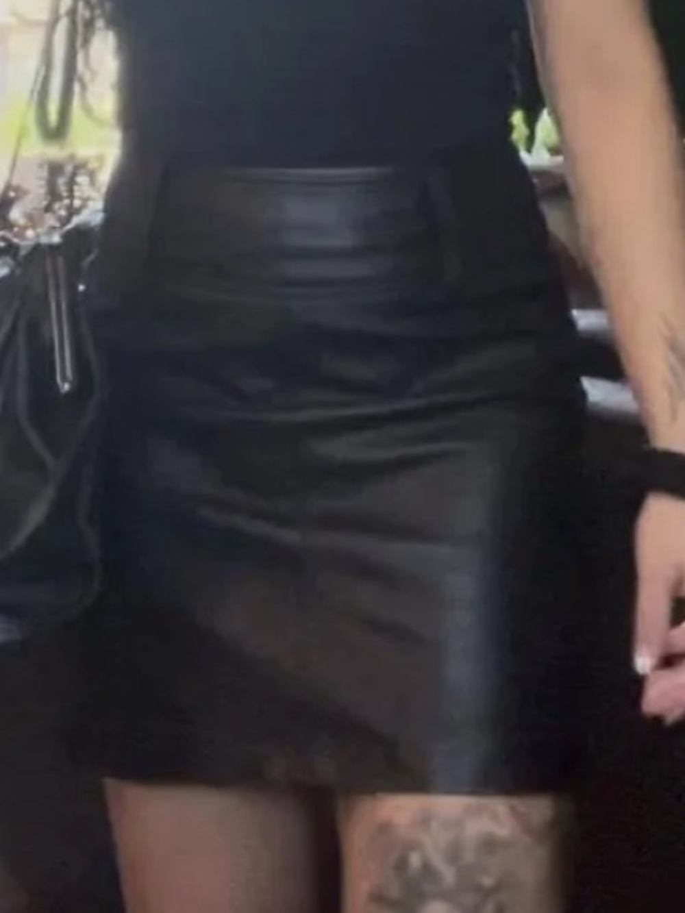 bebe Black genuine Leather mini skirt